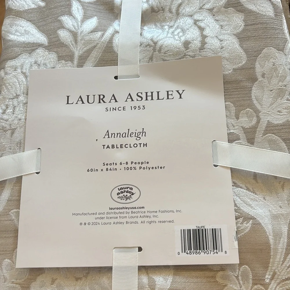 Laura Ashley Annaleigh Tablecloth Jacquard Fabric,Wrinkle Resistant 60